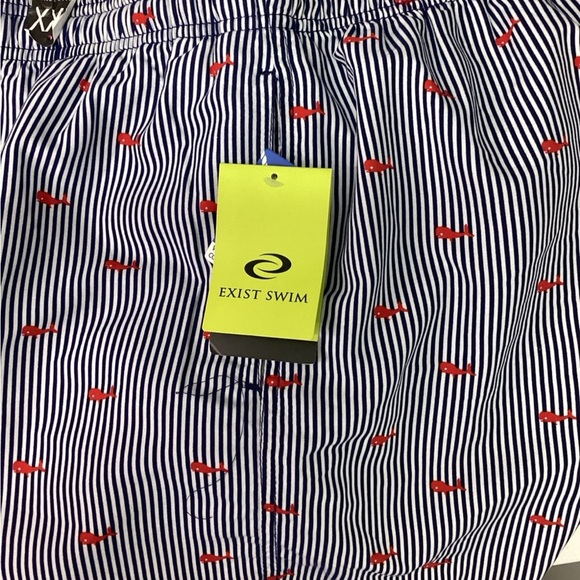 Exist Swim Mens 5” Drawstring Swim Trunks, Blue Stripes, size XXL - Picture 4 of 8